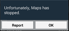 Google Maps Stopped Error